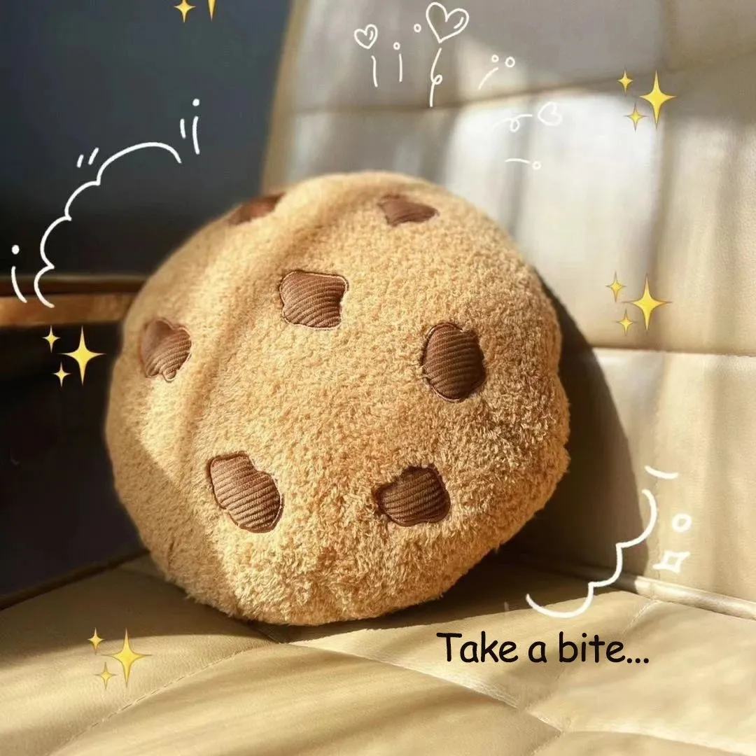 Creative Cookies Pillows Round Shape Chocolate Biscuits Stuffed Plush Toys Realistic Food Snack Seat Cushion Plushie Props Gifts