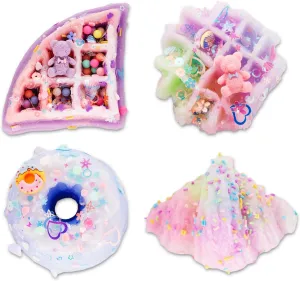 Croissant Stress Relief Fidget Toys Pack,Jumbo Simulated Food makeshift Gothic pearl pile psychoanalyst Squish Toy for Kids Adult Food Squishy Toy Sets of 4,Squeeze Donuts Waffle 