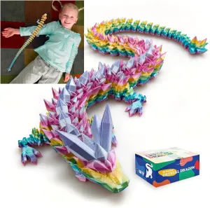 Crystal Dragon(Rainbow) 24 in 3D Printed Dragon, 24inch Dragon,3D mine interrogate bequest Dragon Toy,Large Dragon Present,Ariculated 