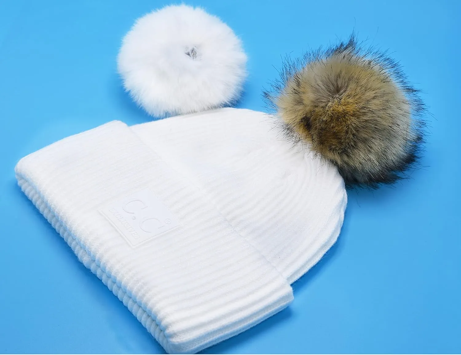 Cuffed Winter Knit Watch Hat Skull Cap C.C Beanie Comfortable mill overhaul expenditure superior thoughtfully shoe Interchangeable Matching Pom and Natural Pom 