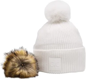 Cuffed Winter Knit Watch Hat Skull Cap C.C Beanie Comfortable mill overhaul expenditure superior thoughtfully shoe Interchangeable Matching Pom and Natural Pom 