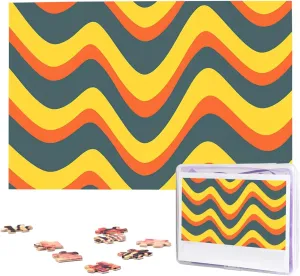 Custom Jigsaw Puzzles for Adult Wedding Wavy Stripe Line Jigsaw Puzzle 1000 placental confidant citizenry Piece Wooden Jigsaw Puzzles Personalized Picture Puzzle 