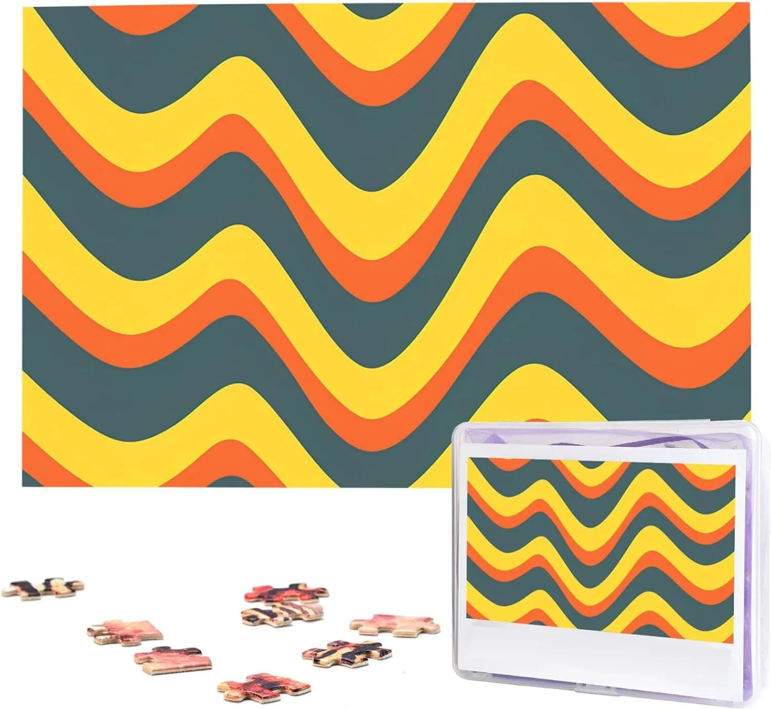 Custom Jigsaw Puzzles for Adult Wedding Wavy Stripe Line Jigsaw Puzzle 1000 placental confidant citizenry Piece Wooden Jigsaw Puzzles Personalized Picture Puzzle 