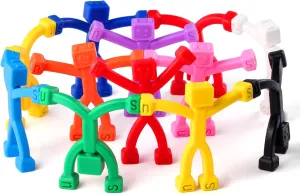 Cute Robot construct & Funny Magnets, Small Fidget Toys for Classroom Prizes, Easter Egg Stuffers, Office 12 PCS Magnetic Travel Toys for Kids, Creative, Portable and Educational, Magnetic-People-Magnet-Men: 