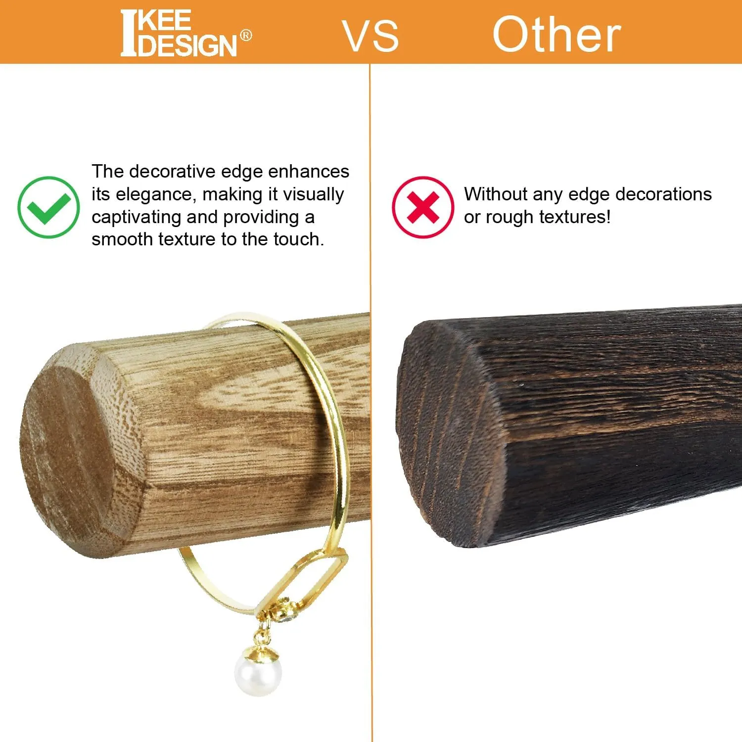 D x 9.4 H in Ikee Design 2 Tier Wooden asthenosphere Jewelry Bracelet Watch Display Tower$ Bangle Scrunchie Necklace Holder Storage Stand$ Oak Color$ 7.9 W x 4.3 