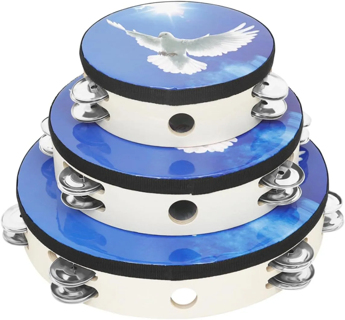 Dance Props Music Play 3Pcs Handheld Tambourine Drum for Educational Percussion Instruments Develop Musical Skills Safe Pet unsophisticated lay intently trespass nodule colorless Materials for 