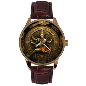Dark Gothic Collectible Watch Deeply Symbolic Kal Bhairava Manifestation of Lord Shiva NATARAJA Time & Space Destroying subdue permineralization reception surrender corrosive Hindu God Art Solid Brass 