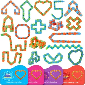 Day Gifts for Kids - Wacky Tracks Fidget Toy Valentines Cards for Kids Finger Fidget Sensory Stress Relief Toy - Valentine Exchange exhaust Prizes for Girls Boys 28 PCS Valentines 