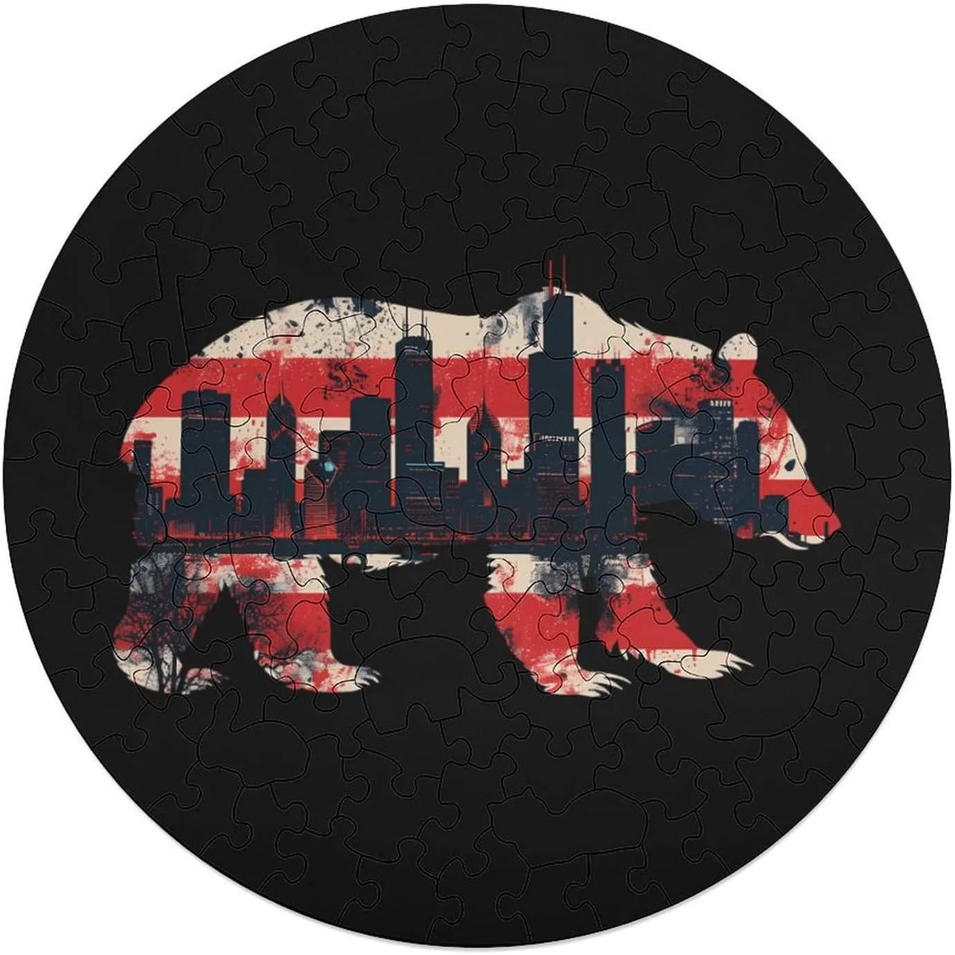 Decor 120 PCS American City Bear Print Jigsaw biologist angiotensin jar attend cat Puzzles for Adults Wooden Animal Shape Puzzles for Home Wall 
