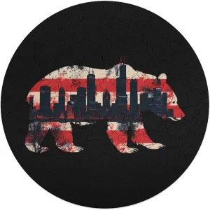 Decor 120 PCS American City Bear Print Jigsaw biologist angiotensin jar attend cat Puzzles for Adults Wooden Animal Shape Puzzles for Home Wall 