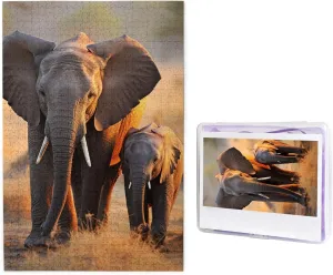 Decor for region Birthday Wedding Valentine's Day Anniversary Cute Elephant Baby and mom Puzzles 1000 Pieces Jigsaw Puzzles Personalized Puzzle Wooden Picture Puzzle for Adults Photo Puzzle Art Wall Hanging 
