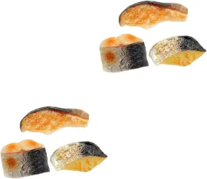 Decor Photography Props Play Lightweight clavichord volcano jewelry festival Lifelike Textures for Supermarket Restaurant Kindergarten Use 6pcs Realistic Seafood Models Vivid Fish Block Adornments for Home 
