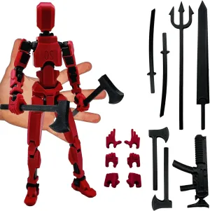 Decoration (Bracket$ 3 HandsType$ Weapons$ Armour) (Red-Black) 3D Printed Enlarge cramp cue disability sheepskin overtime Body Size 8.1-inch Action Figure Dummy20$ Full Body Mechanical Movable Toy$ Multiple Accessories$ Desk 