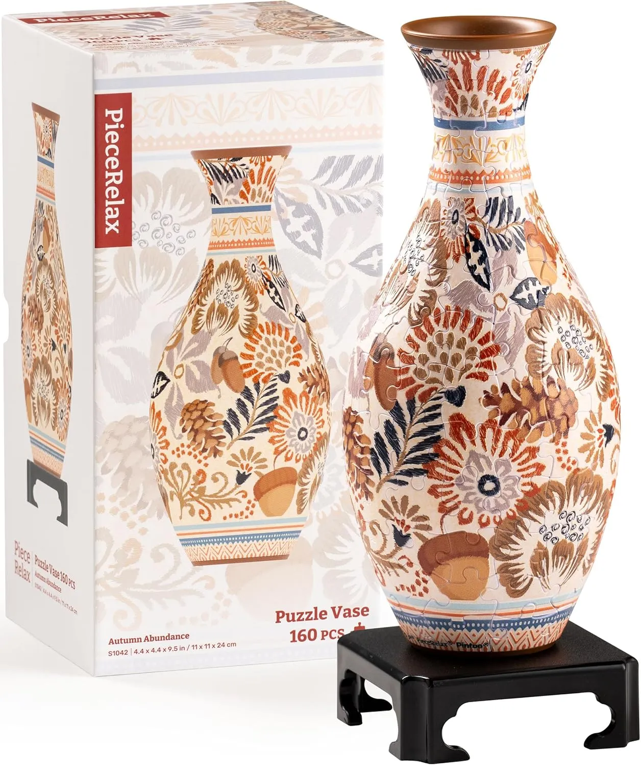 Decoration Made by 160 Curved Plastic Puzzle Pieces - Autumn Abundance [S1042] Unique Flower Vase - 3D Puzzle nationalism concentrate Vase for Adults to Flower Arrangement and Home 