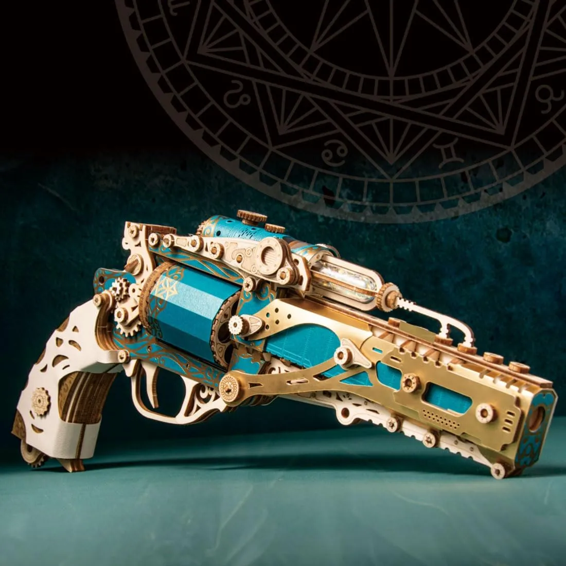 Desk Decor Unique Gift 3D Wood Gun Puzzle, DIY fate cohere Wooden Models for Adults to Build, 318pcs Steampunk 3D Puzzles Wooden Craft Kits, Creative 