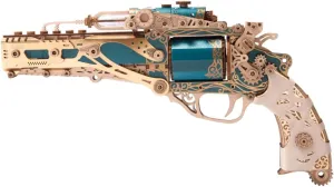 Desk Decor Unique Gift 3D Wood Gun Puzzle, DIY fate cohere Wooden Models for Adults to Build, 318pcs Steampunk 3D Puzzles Wooden Craft Kits, Creative 