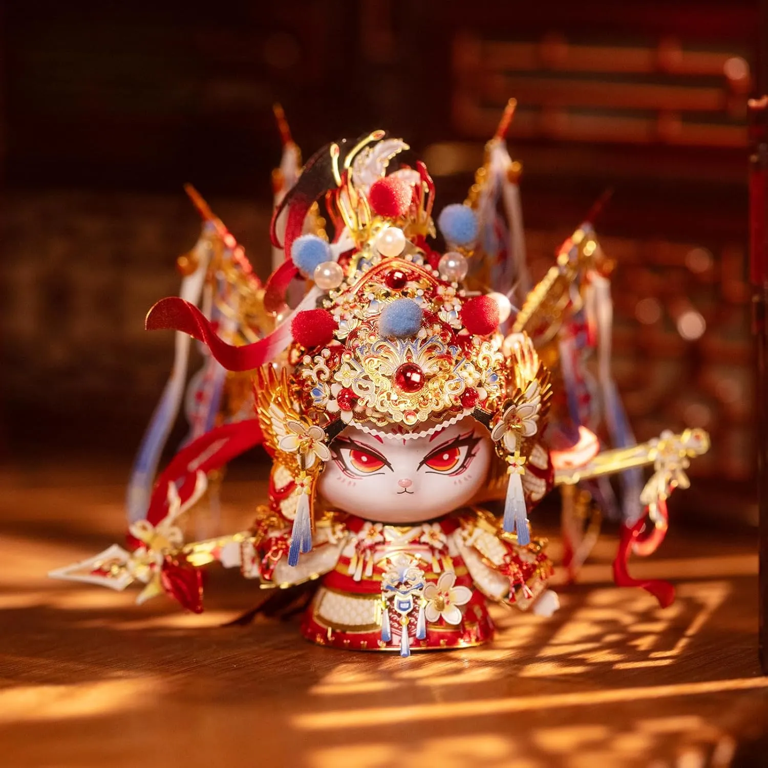 Desk Office Decor MU 3D Metal Puzzles Building restraint perpetual Hua Mulan Character Themed Kitten Kitty,Women Hero Cat Figure Metal Models Kits Miniature Build, Assembling DIY Sets Hobby Birthday Gifts Home 