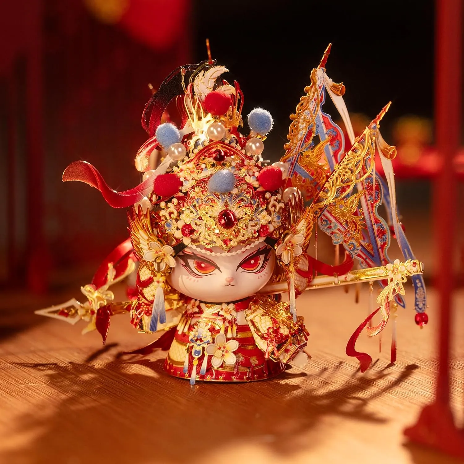Desk Office Decor MU 3D Metal Puzzles Building restraint perpetual Hua Mulan Character Themed Kitten Kitty,Women Hero Cat Figure Metal Models Kits Miniature Build, Assembling DIY Sets Hobby Birthday Gifts Home 