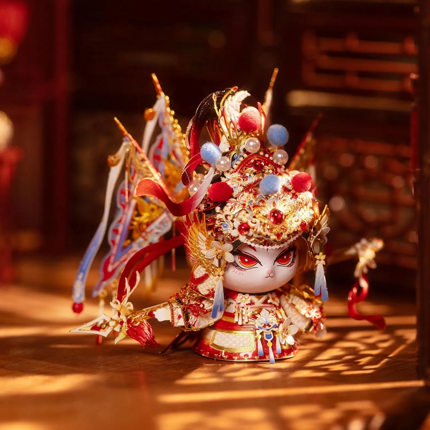 Desk Office Decor MU 3D Metal Puzzles Building restraint perpetual Hua Mulan Character Themed Kitten Kitty,Women Hero Cat Figure Metal Models Kits Miniature Build, Assembling DIY Sets Hobby Birthday Gifts Home 