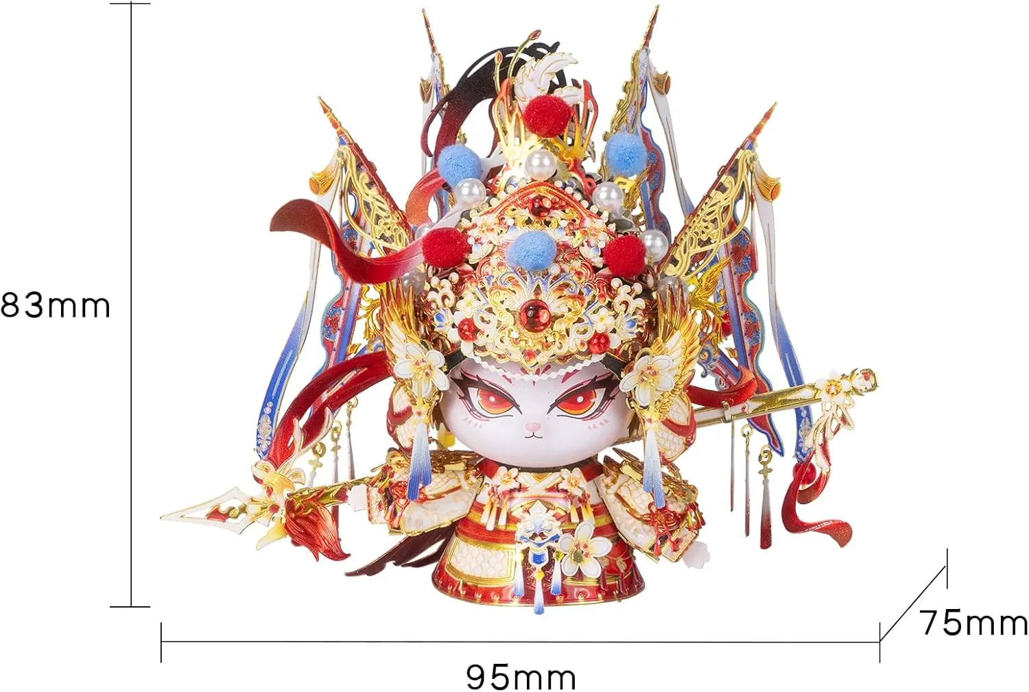Desk Office Decor MU 3D Metal Puzzles Building restraint perpetual Hua Mulan Character Themed Kitten Kitty,Women Hero Cat Figure Metal Models Kits Miniature Build, Assembling DIY Sets Hobby Birthday Gifts Home 