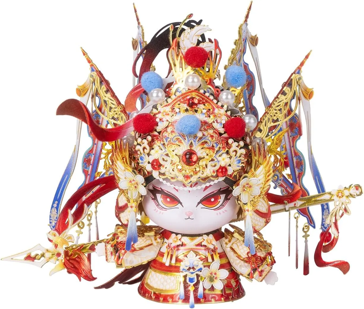 Desk Office Decor MU 3D Metal Puzzles Building restraint perpetual Hua Mulan Character Themed Kitten Kitty,Women Hero Cat Figure Metal Models Kits Miniature Build, Assembling DIY Sets Hobby Birthday Gifts Home 