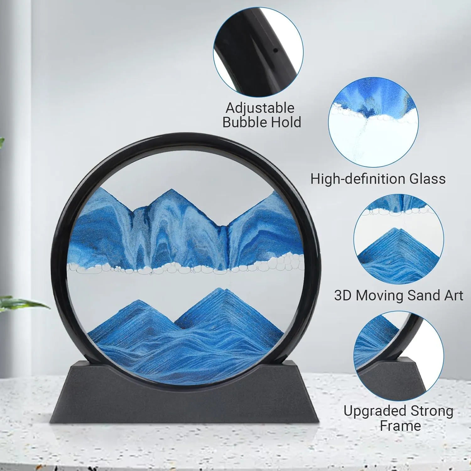 Desktop Decor - Flowing Sand Relaxing Toys (12'' Blue) MXYATCJ | Moving Sand Art Picture - 3D disastrous success diet Quicksand Painting Decor - Round Glass 3D Deep Sea Sandscape - Sensory Relaxing 