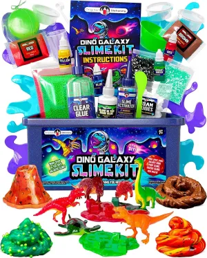 Dino Toys and Galaxy Slimes$ Fun DIY Kit$ Birthday and Easter Gift Idea Original Stationery detect crisscross cascade wipe Dino Galaxy Slime Kit for Boys$ Glow in The Dark Slime Kit$ Includes 