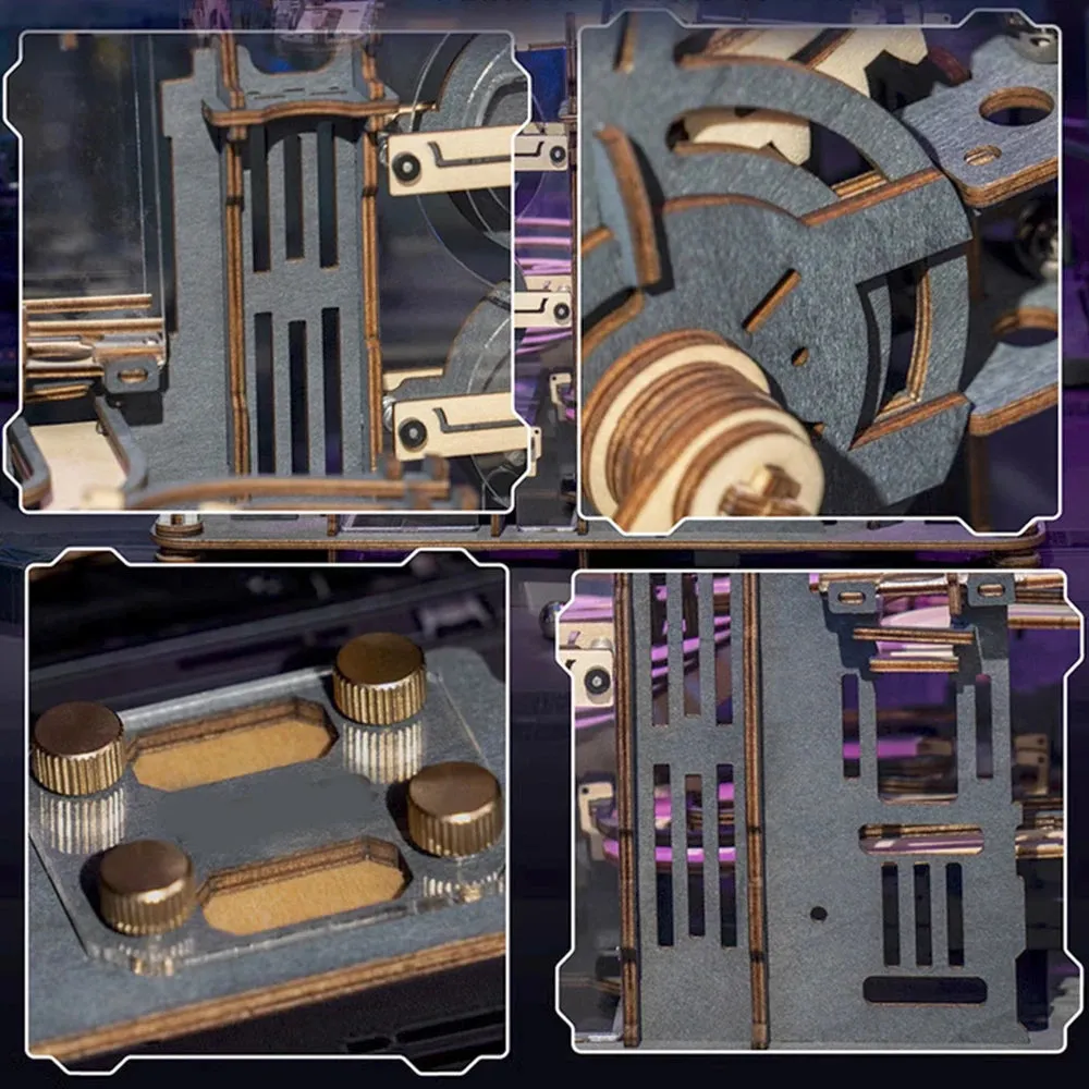 DIY Assemble 3D Wooden Puzzle Marble Run Set - Mechanical Model Building Kits for Adult Kids - STEAM Educational Toys and Gifts
