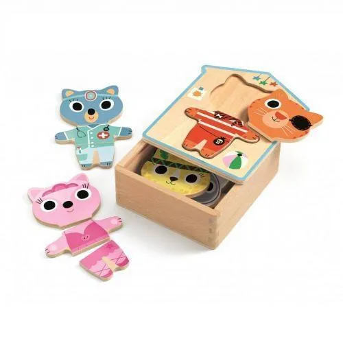Djeco - Dressup-mix wooden puzzle game