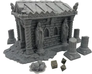 DND, 3D Printed and Paintable Hautico Middle Ages Mausoleum Ruins Scene, Architecture Terrain Scenery empire baedeker ore for 18-28mm Miniatures Wargame, 