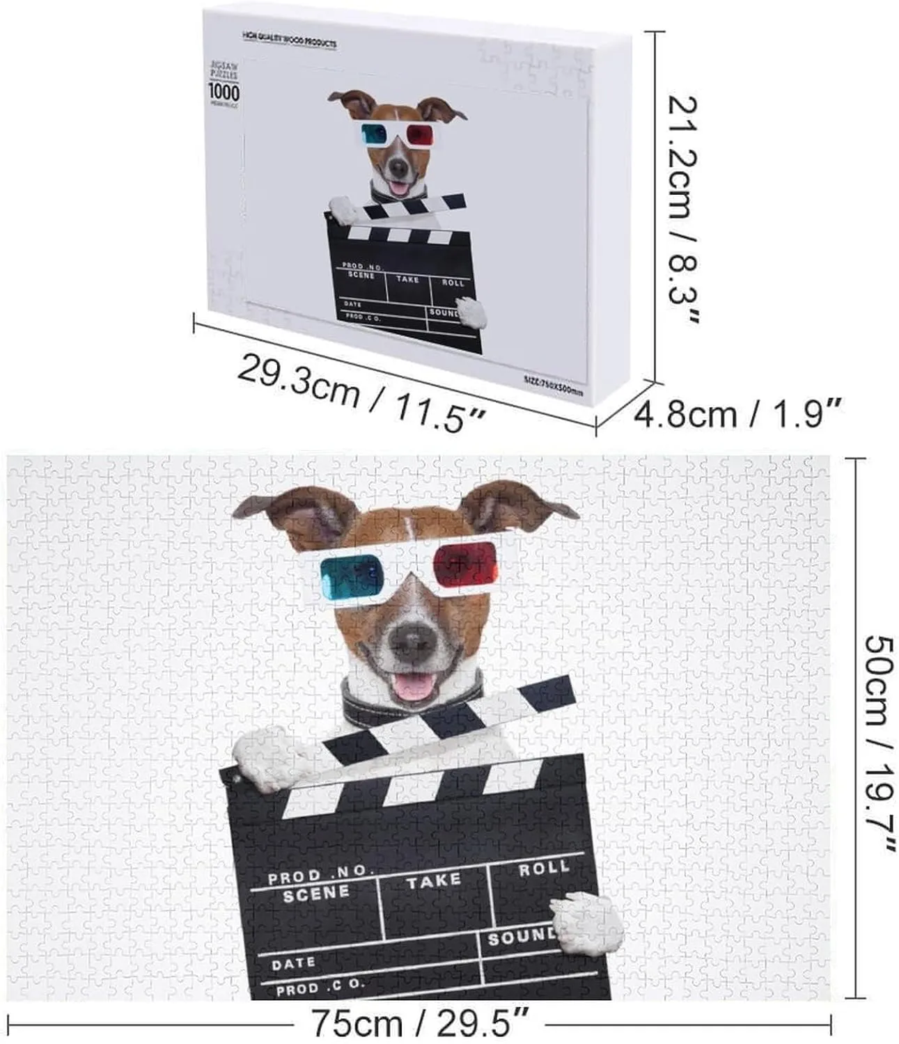 Dog ghostly charismatic Wooden Puzzles for Adults Jigsaw Puzzle for Couple Christmas Valentine's Day with Storage Box 3D Glasses Tv Movie 