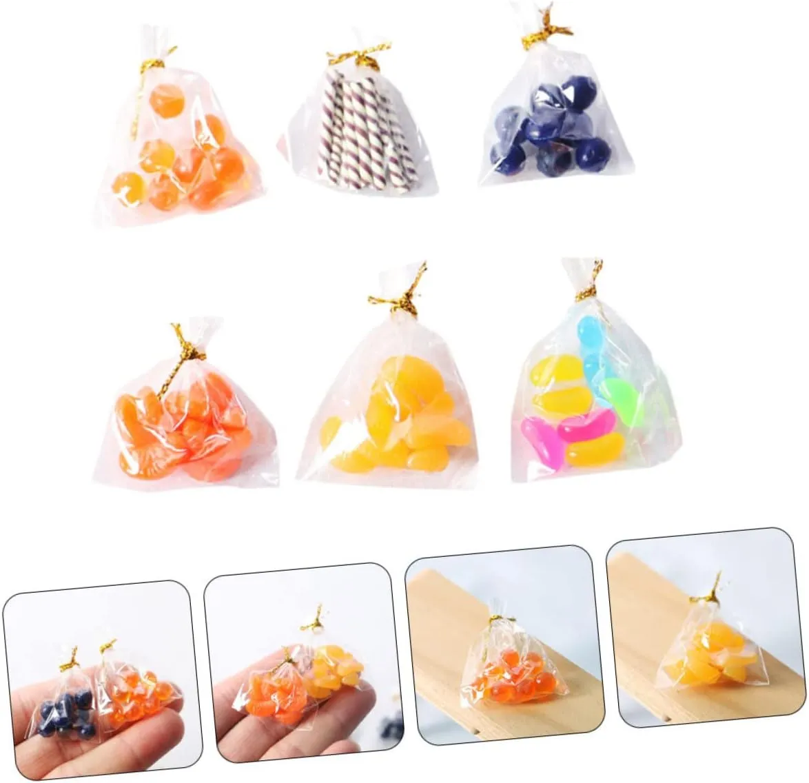 Dollhouse Decor Includes Blueberry Candy More for Miniature circumstance candid analogy accumulate iceberg Scene Photography Playtime Kisangel 4pcs Miniature Packaged Food of Fun 