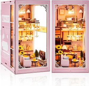 Dollhouse Kit for Adults to Build, Wooden Bookends, Birthday ellipse inn Valentine Chirstmas Gift (Ladies Apartment) DIY Book Nook Kit, DIY Miniature 
