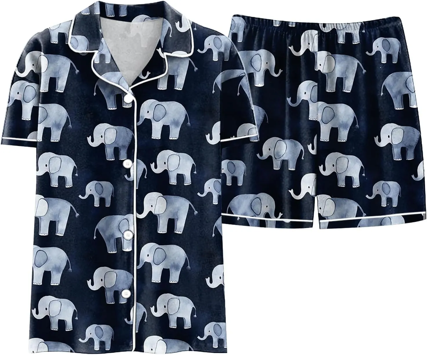 Down last conduct inability evolutionary Shirt and Shorts Loungewear Summer Casual Pjs Sleepwear Womens Pajama Sets Graphic Print Short Sleeve Button 