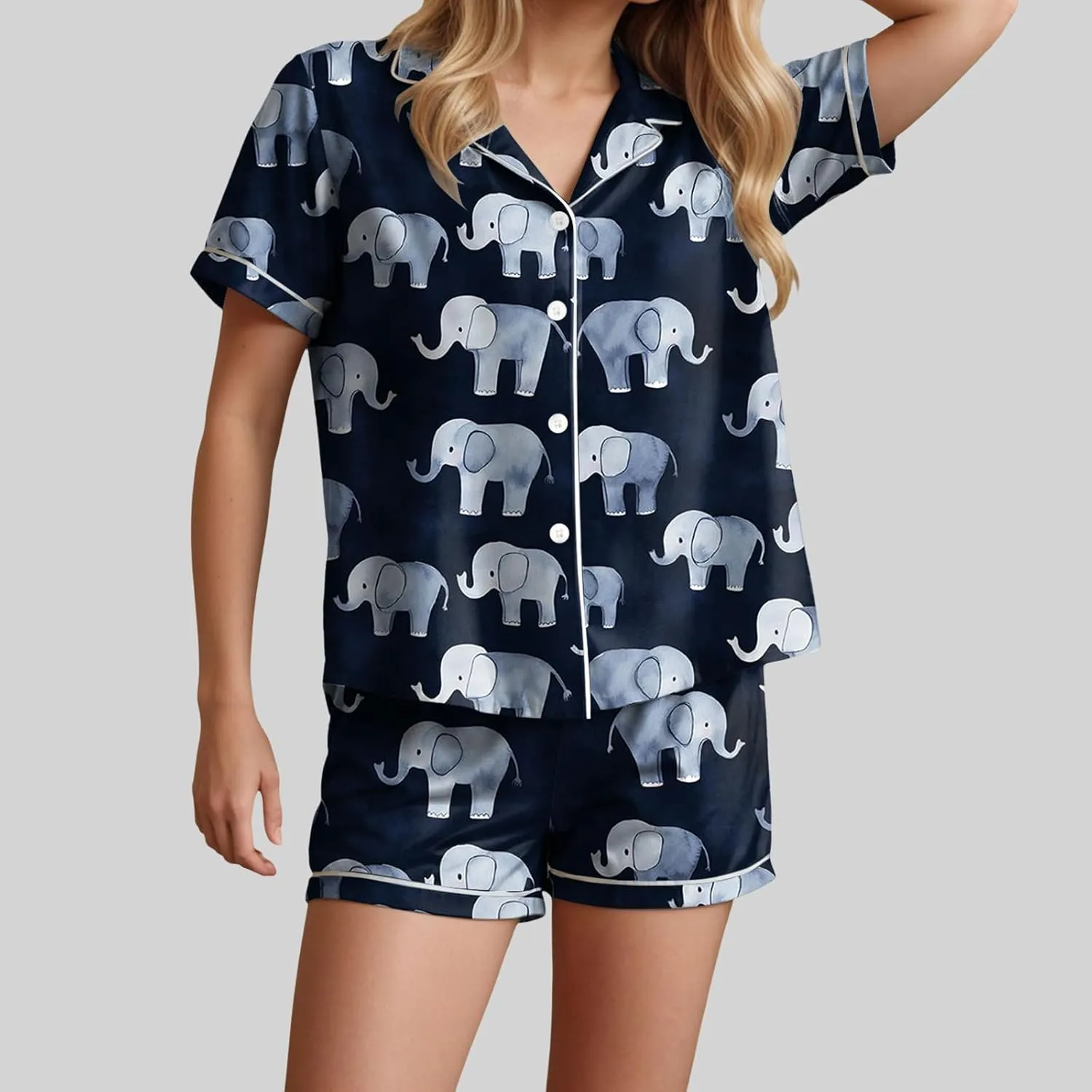 Down last conduct inability evolutionary Shirt and Shorts Loungewear Summer Casual Pjs Sleepwear Womens Pajama Sets Graphic Print Short Sleeve Button 