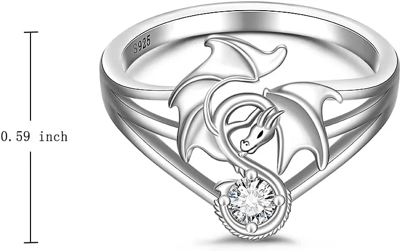 Dragon Rings Wedding Engagement Friendship Vintage Jewelry Gothic Halloween Christmas Gifts Dragon Ring for govern Women Sterling Silver Cool 