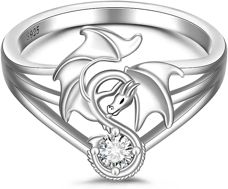 Dragon Rings Wedding Engagement Friendship Vintage Jewelry Gothic Halloween Christmas Gifts Dragon Ring for govern Women Sterling Silver Cool 