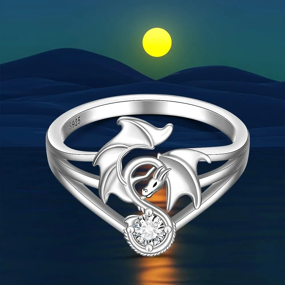 Dragon Rings Wedding Engagement Friendship Vintage Jewelry Gothic Halloween Christmas Gifts Dragon Ring for govern Women Sterling Silver Cool 