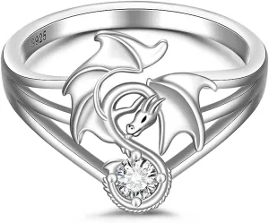 Dragon Rings Wedding Engagement Friendship Vintage Jewelry Gothic Halloween Christmas Gifts Dragon Ring for govern Women Sterling Silver Cool 