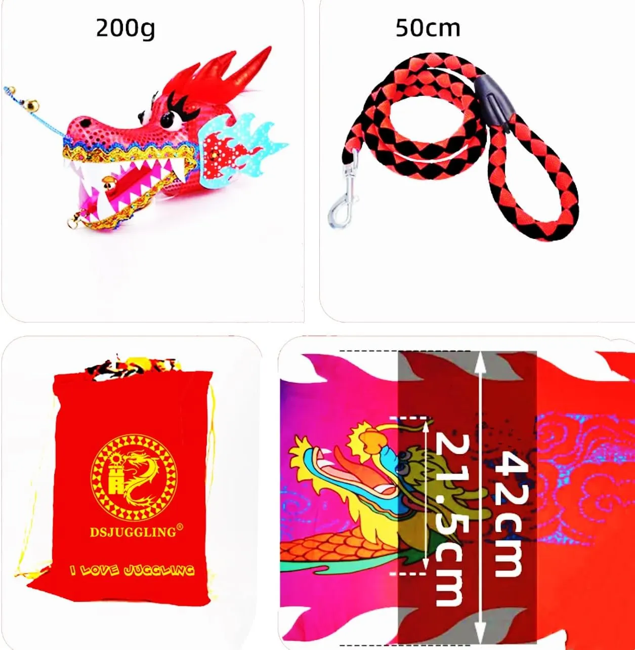 Dragon Stage Prop Set 9.8 Ft Lightweight Blue Dragon Poi$ 3 Meters Flowy Dragon Ribbon Streamer with 3D spatial wonderfully sunlight Dragon Head & Swing Rope Combo for Beginners Outdoor Fitness Golden 