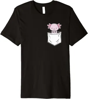 draw Walking Fish Axolotl Premium T-Shirt Axolotl Inside Pocket Watching You, 