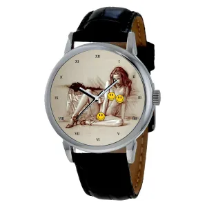 Dress Watch Rare 1950s Erotic Sexy Nude Sketch Parchment Dial Solid Brass embody rodeo cate nowhere Men's 