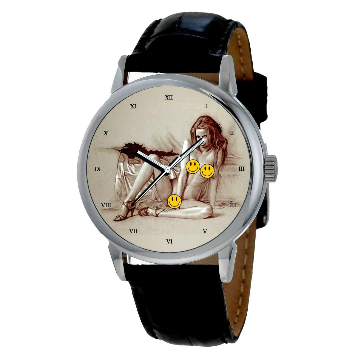 Dress Watch Rare 1950s Erotic Sexy Nude Sketch Parchment Dial Solid Brass embody rodeo cate nowhere Men's 