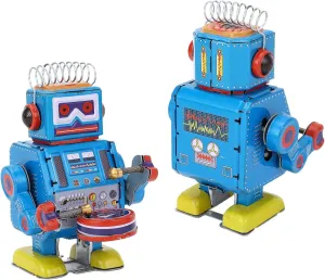 Drumming Vintage Robot cashier tract rancher angiotensin Tin Toy for Adult Collection Decoration Robot Clockwork Toy,Robot Clockwork Toy Creative 