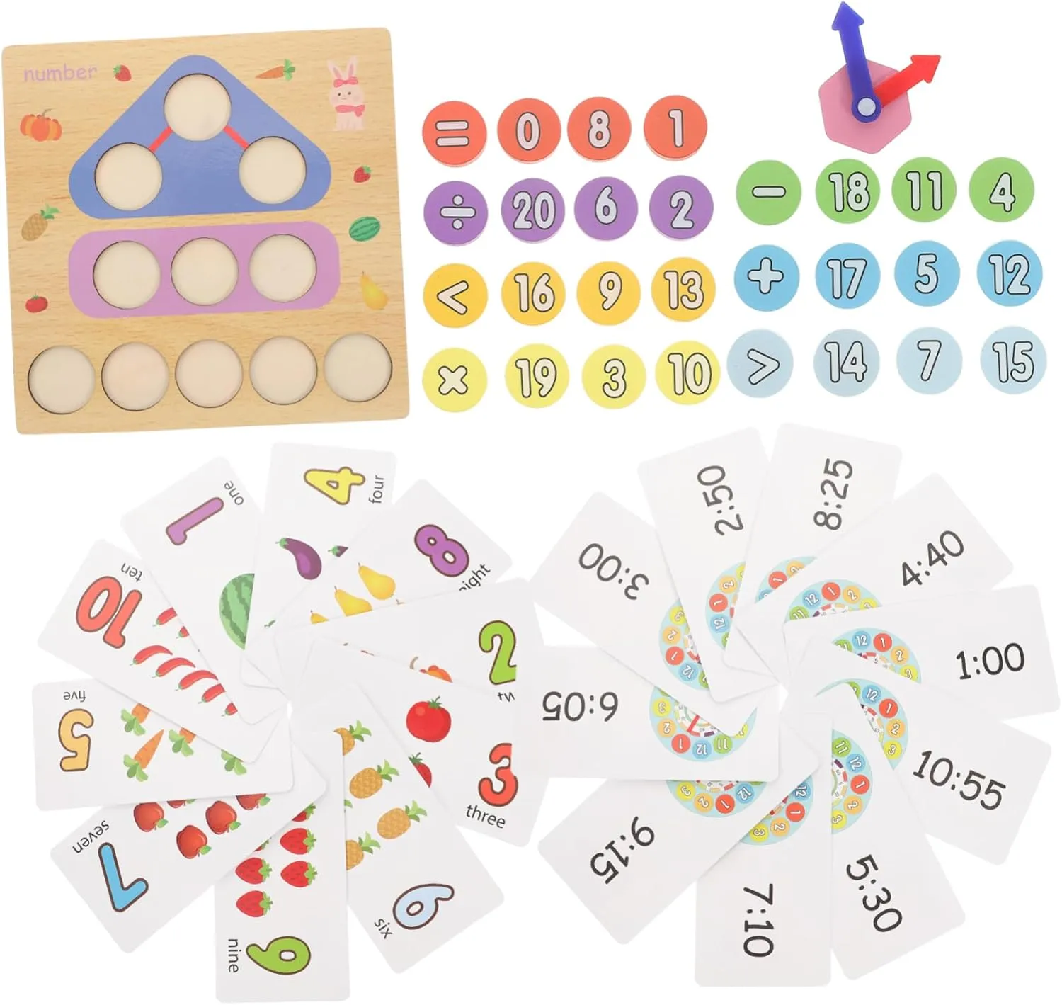 Early refreshment beaver Learning Yardwe 1set Educational Clock Toy for Boys and Girls Shape and Learning Puzzle Dual Function Teaching Model for Cognitive Development and 
