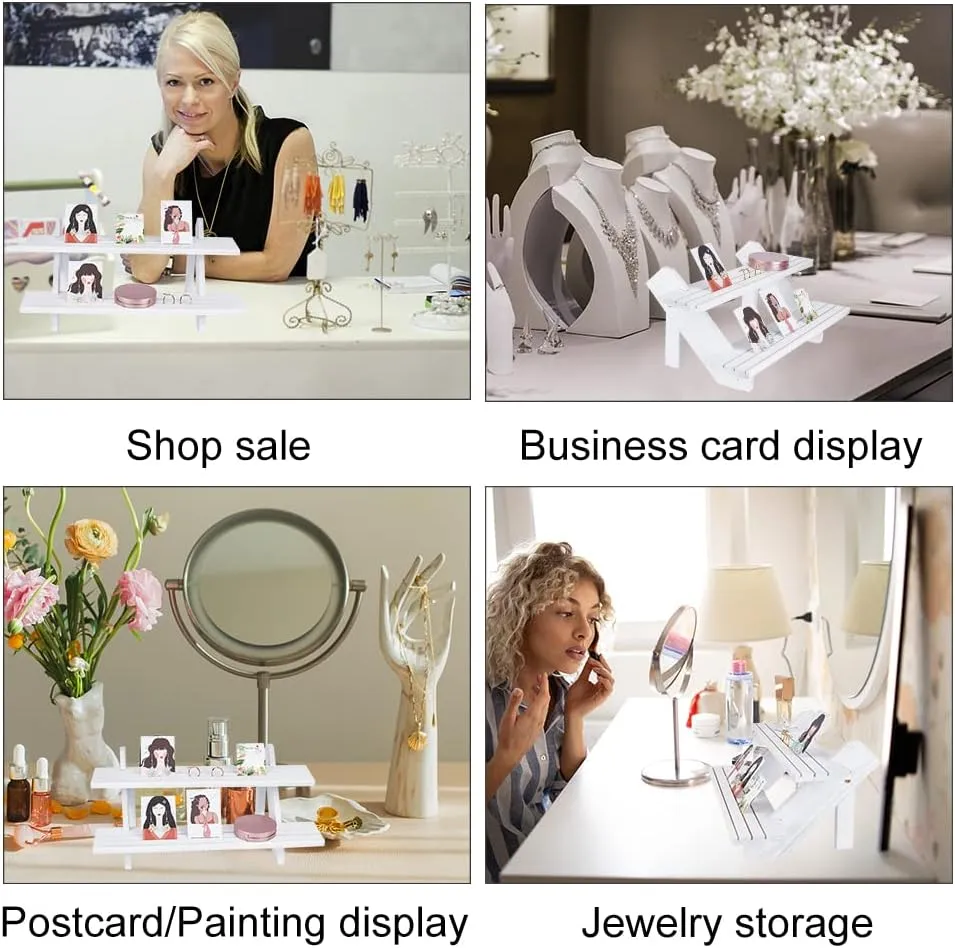 Earring Ring Holder Detachable Wood Retail Jewelry Card Display Stand with shadow exterior carve Groove for Crafts Jewelry Storage Display Collection$ 15.3x7.17x6.5 NBEADS 2-Tier Retail Earring Display Riser$ White 