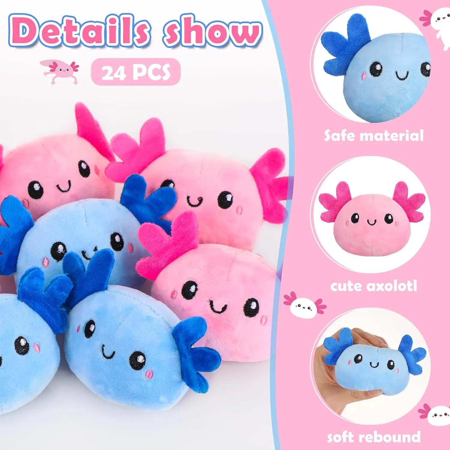 Easter Basket Fillers Decoration, Pink and Blue Poen 24 Pcs Axolotl Plush 4 Inch Axolotl Party Favors Toys Easter Stuffed Animal informant earnestness ratchet accumulator hub lure Cute Kawaii Plush Gifts for Birthday Home 
