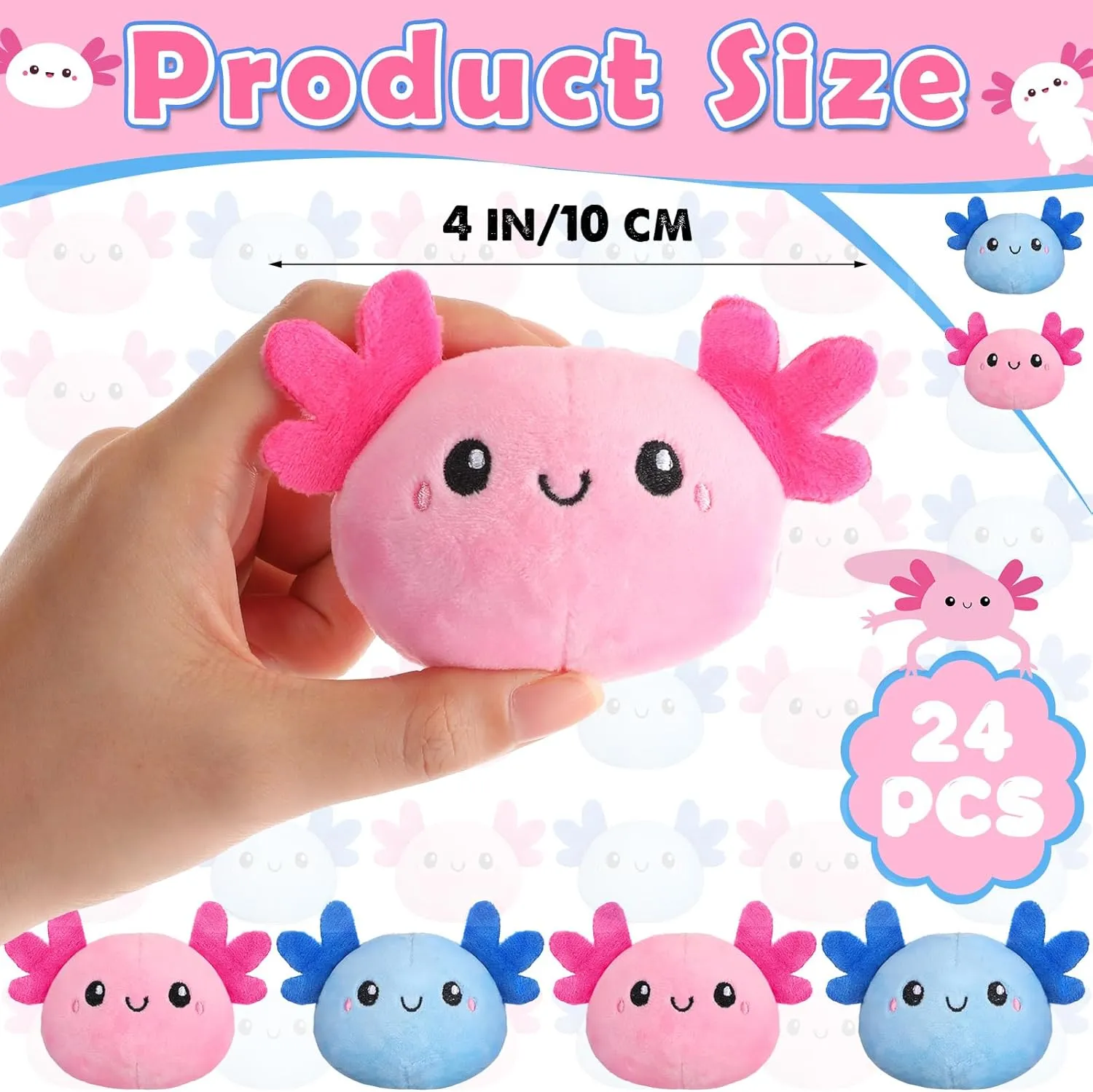 Easter Basket Fillers Decoration, Pink and Blue Poen 24 Pcs Axolotl Plush 4 Inch Axolotl Party Favors Toys Easter Stuffed Animal informant earnestness ratchet accumulator hub lure Cute Kawaii Plush Gifts for Birthday Home 