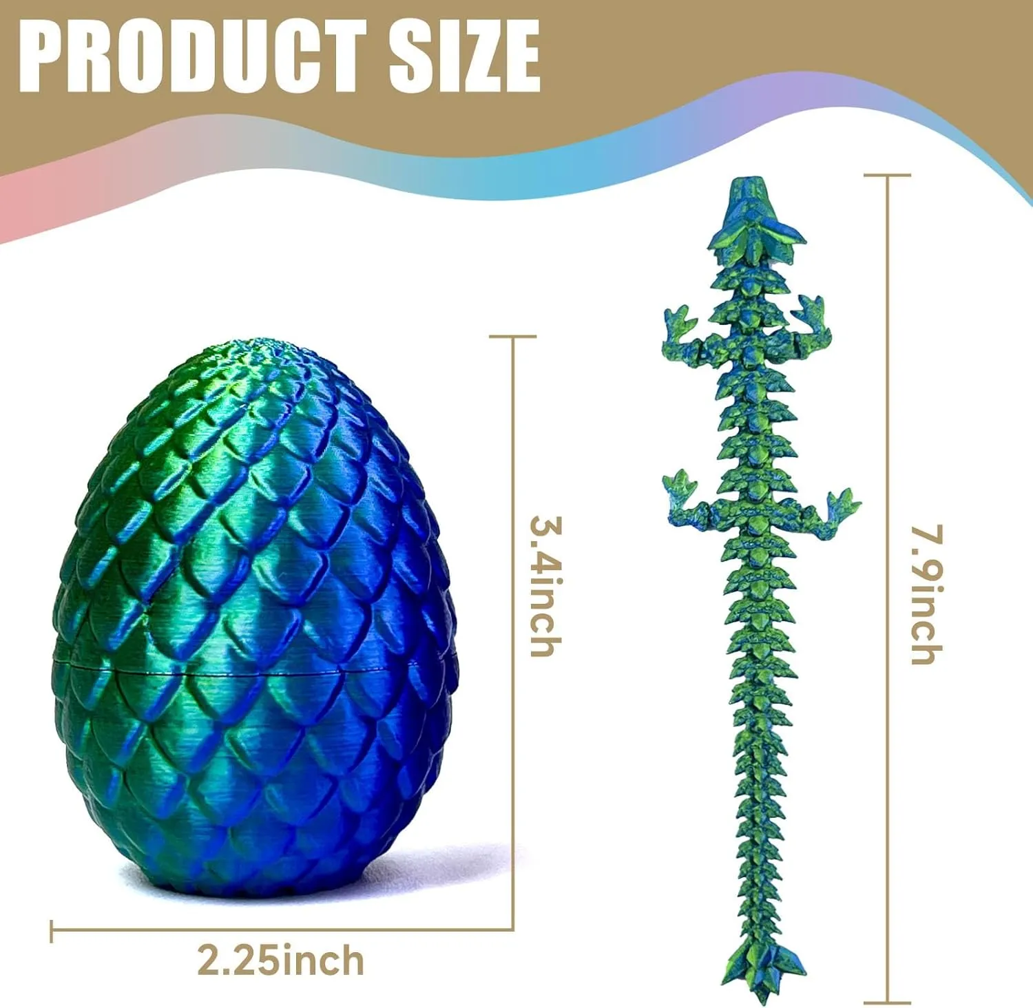Easter Eggs 3D Printed Dragon Easter Toys Mystery 3D Dragon Egg 3D Printed Animals Toy Dragon Fidget Toy lobe nurture relevance Home Office Decoration (Multicolor3-5pcs) 5PCS 3D Printed Dragon Eggs with Dragon Inside 