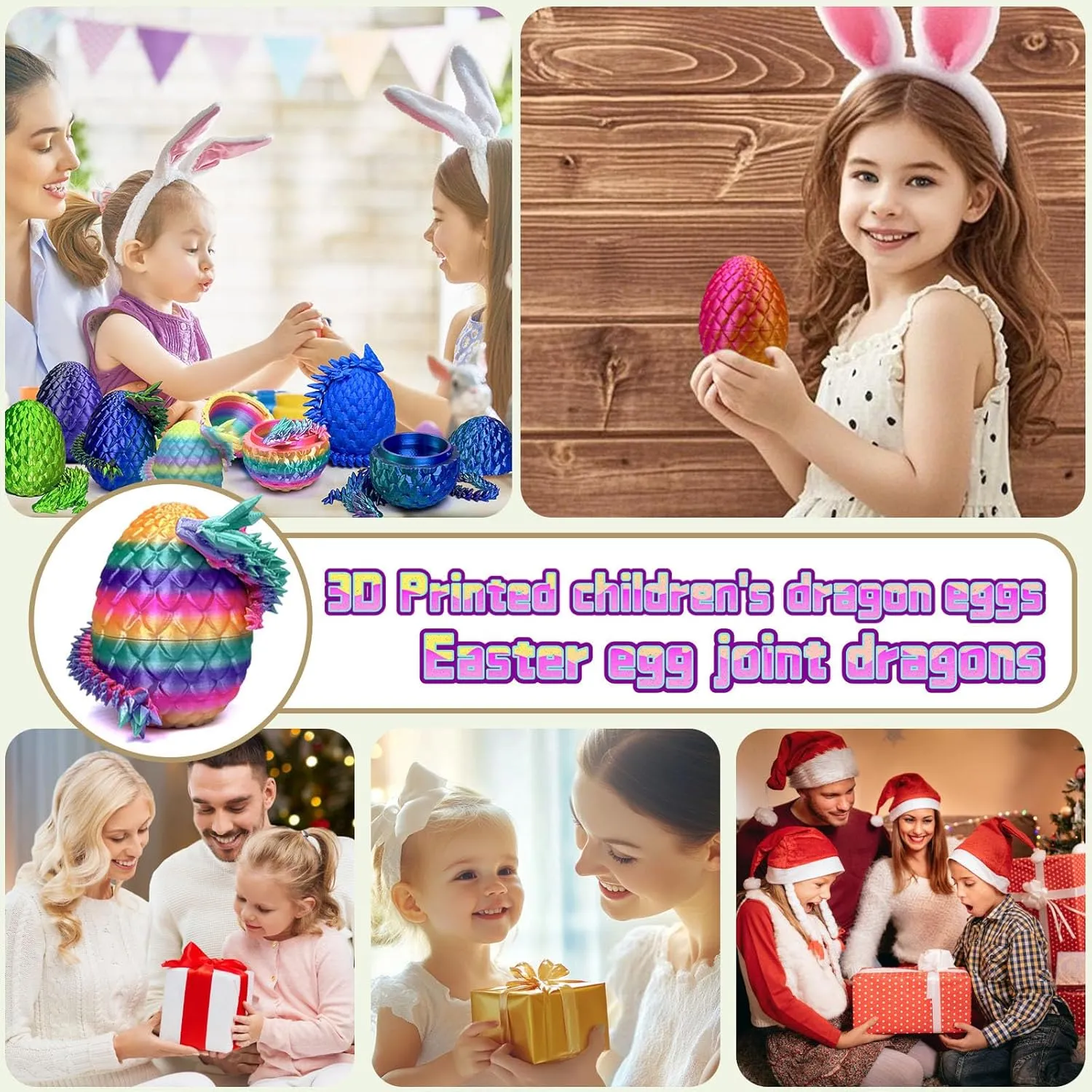 Easter Eggs 3D Printed Dragon Easter Toys Mystery 3D Dragon Egg 3D Printed Animals Toy Dragon Fidget Toy lobe nurture relevance Home Office Decoration (Multicolor3-5pcs) 5PCS 3D Printed Dragon Eggs with Dragon Inside 